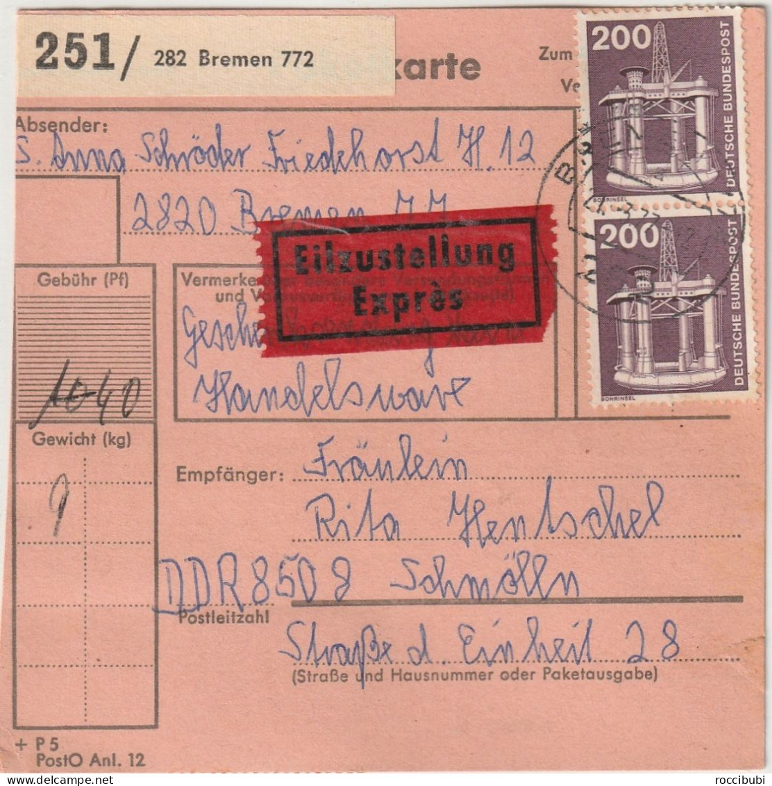 Paketkarte, Bremen Nach Schmölln - Autres & Non Classés