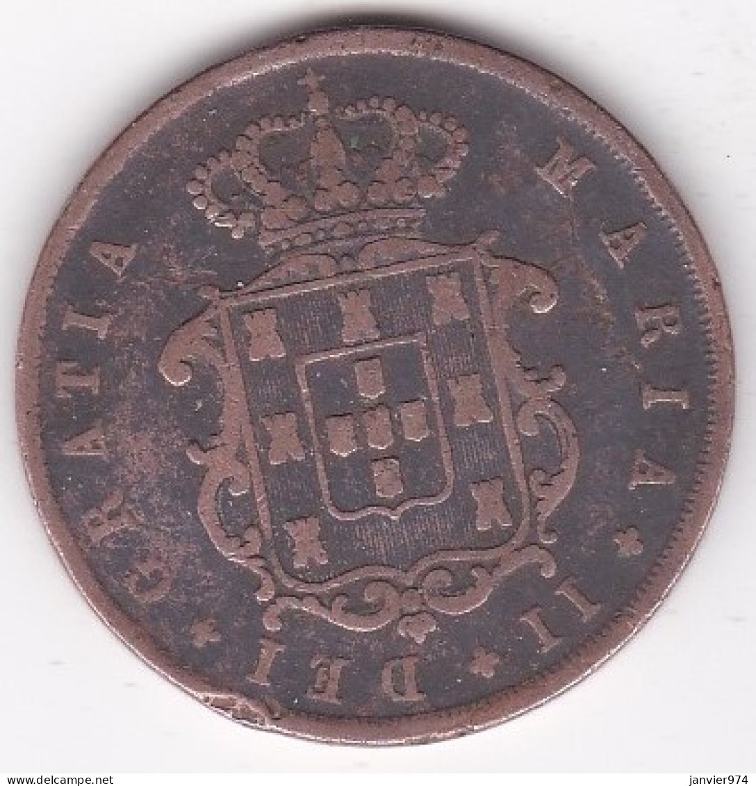 Portugal , 10 Réis 1842 , Maria II, En Cuivre, KM# 481 - Portugal