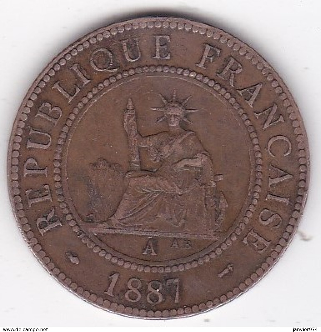 Indochine Française, 1 Centième 1887 A Paris, En Bronze, Lec# 39 - Frans-Indochina