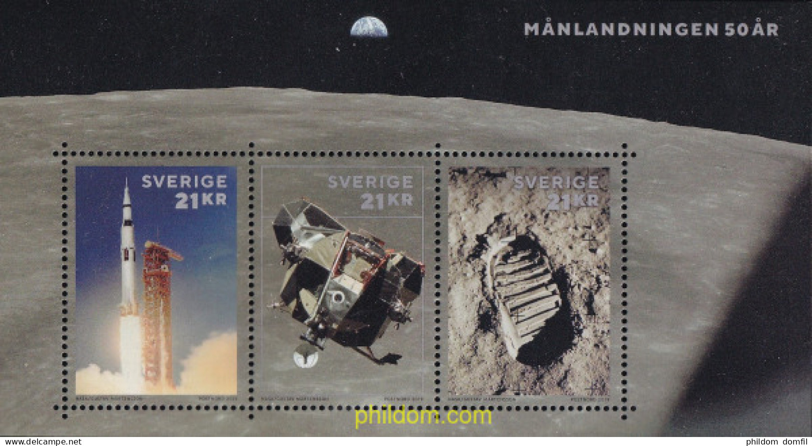 607773 MNH SUECIA 2019 50 AÑOS DE LA LLEGADA DEL HOMBRE A LA LUNA - Oblitérés