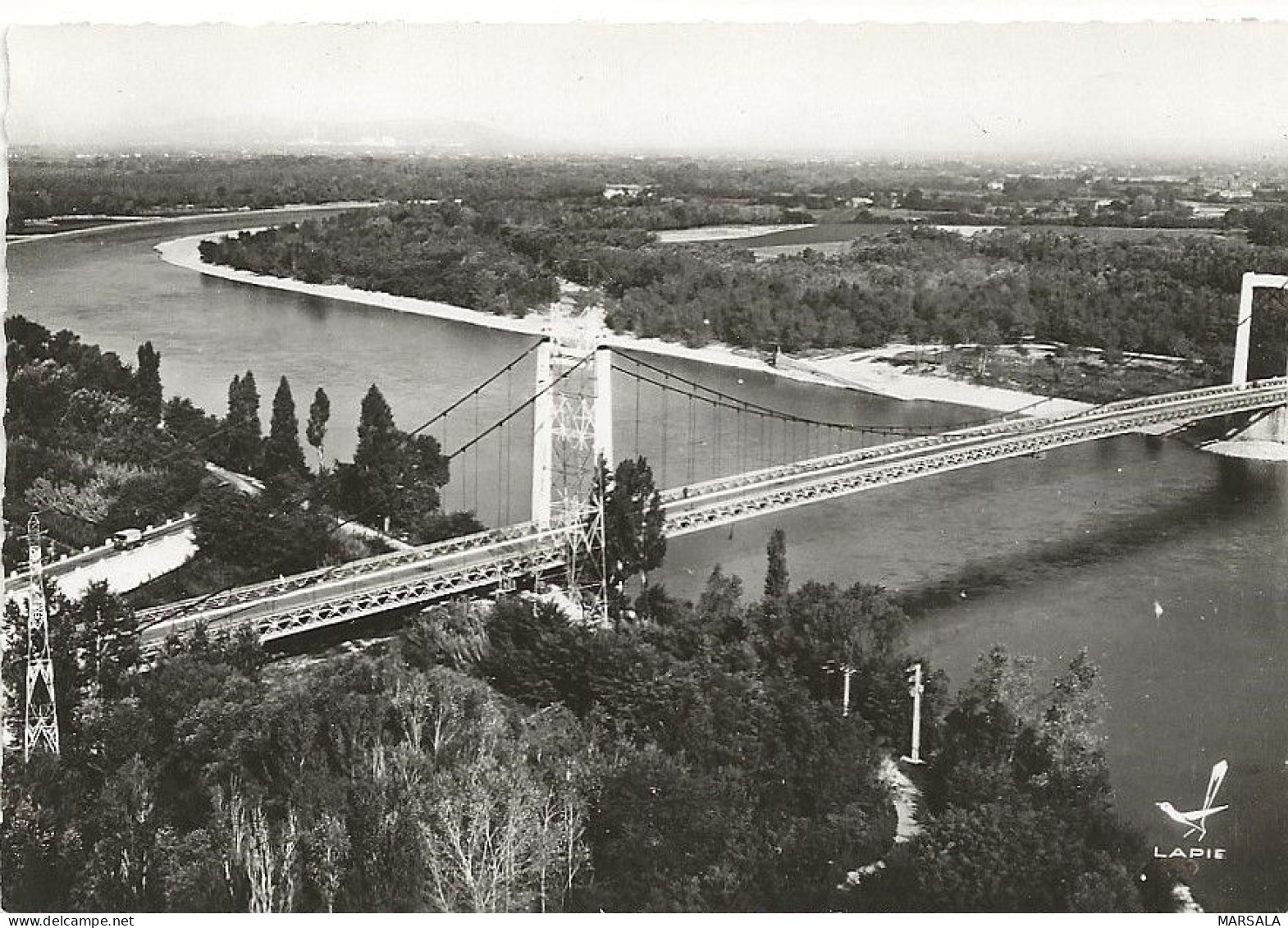 CPSM Roquemaure Le Pont Suspendu Sur Le Rhône - Roquemaure