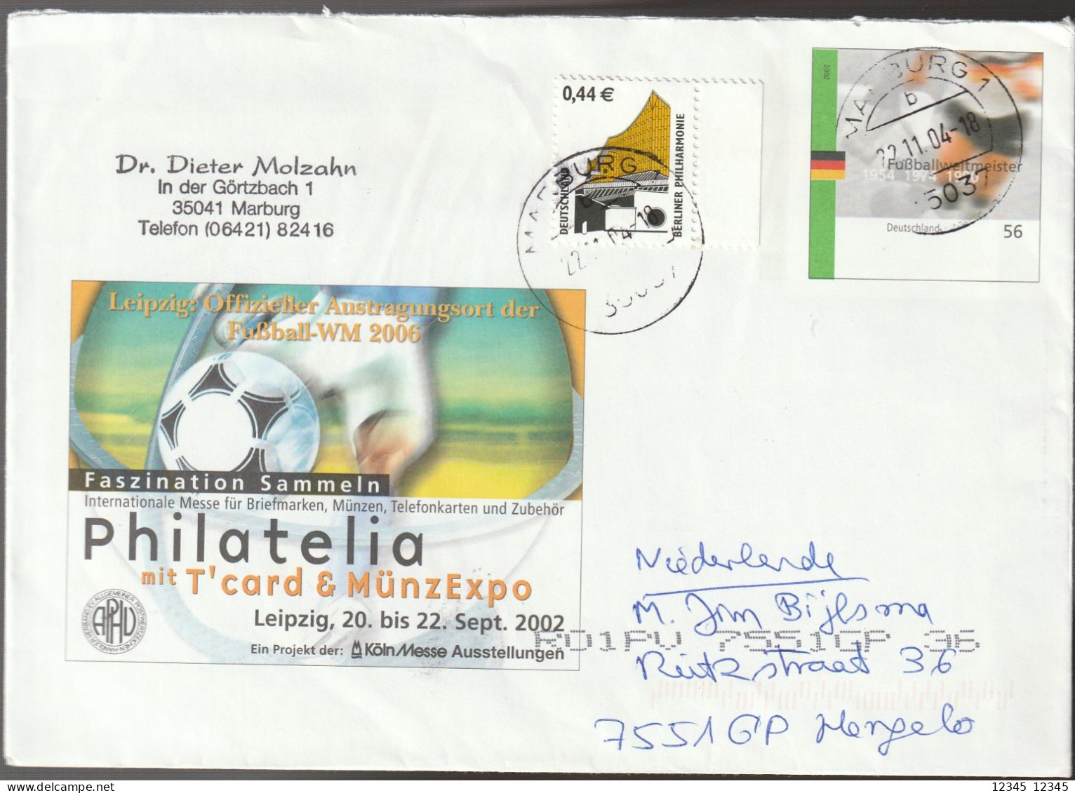 Abstempelung Marburg 2004, Football - Covers - Used