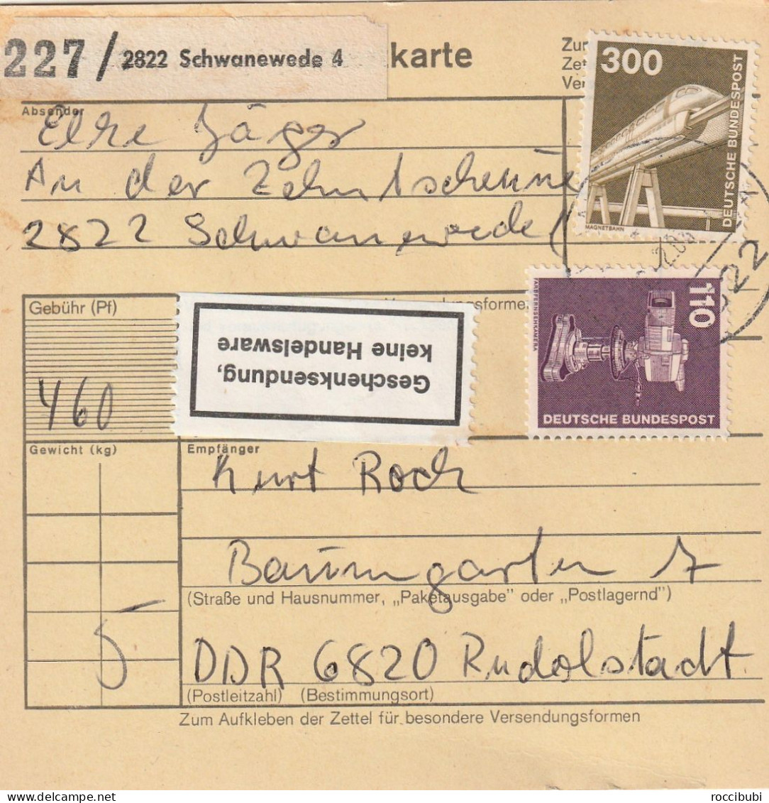 Paketkarte, Schwanewede Nach Rudolstadt - Otros & Sin Clasificación