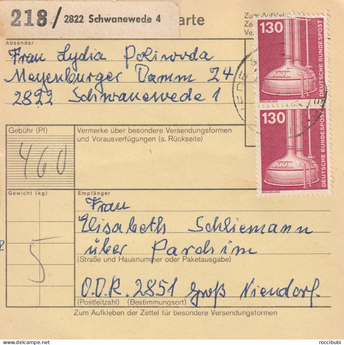 Paketkarte, Schwanewede Nach Groß Niendorf - Autres & Non Classés
