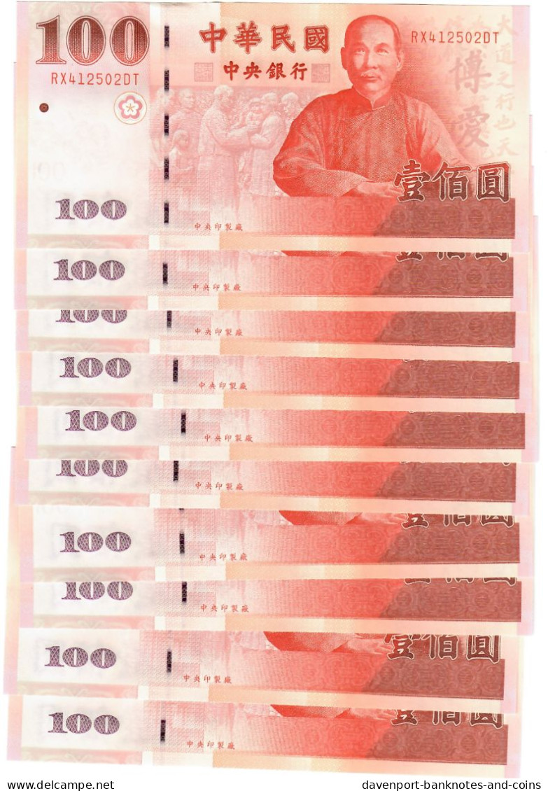 Taiwan 10x 100 Dollars 2001 UNC - Taiwan