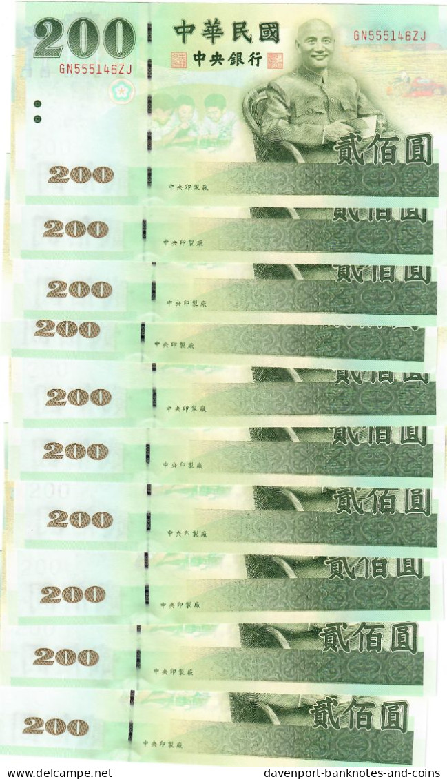 Taiwan 10x 200 Dollars 2001 UNC - Taiwan