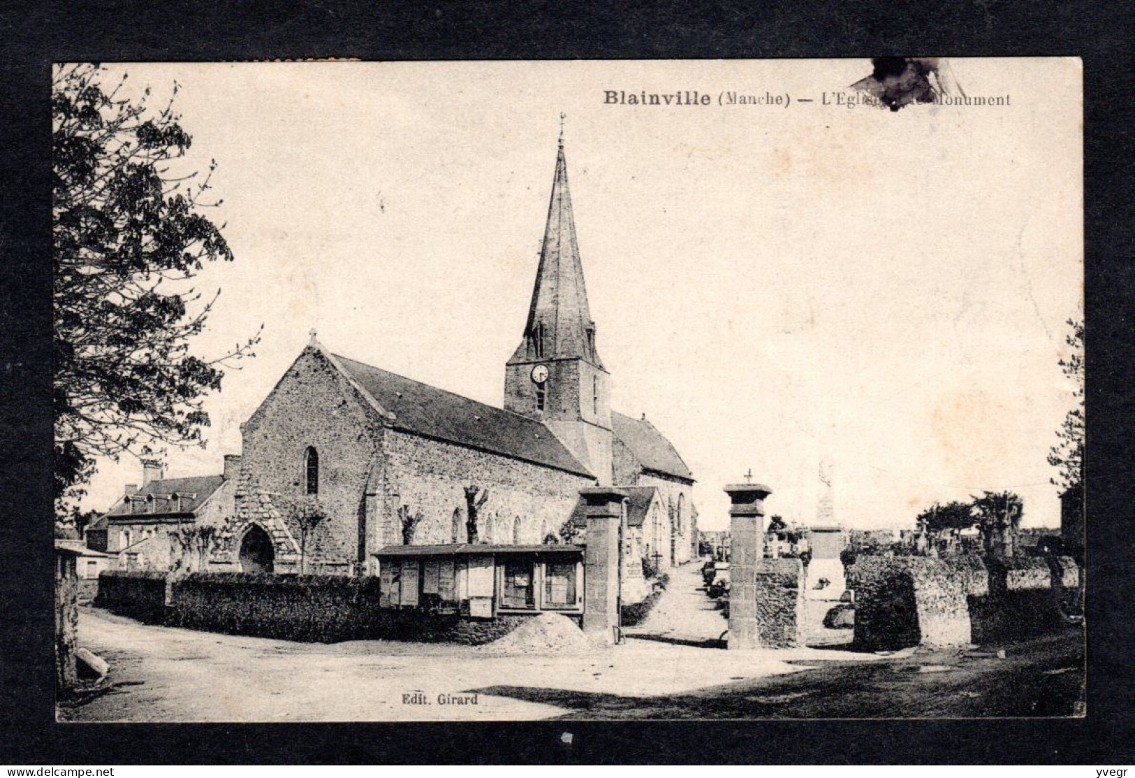 BLAINVILLE-sur-MER (50 Manche) L'Eglise, Le Cimetière Et Le Monument (Imp. A. Thiriat, Edit. Girard) - Blainville Sur Mer