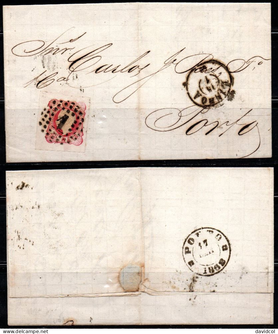 CA668- COVERAUCTION!!!- PORTUGAL - KING LUIZ. SC#:14 - EARLY USED- FOLDED LETTER LISBOA 15-01-1862 TO PORTO 17-01-62 - Covers & Documents