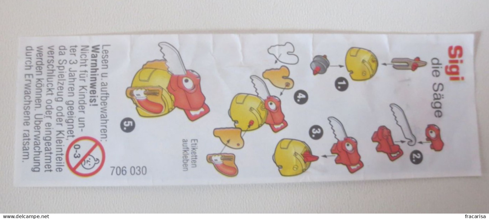 KINDER SURPRISE 2003 Deutch :           BPZ : 706030 - Instructions