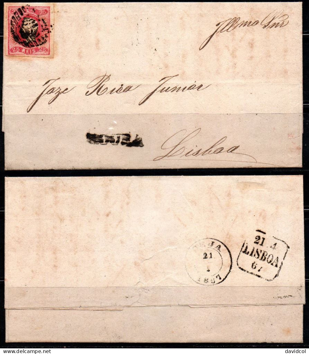 CA669- COVERAUCTION!!!- PORTUGAL - KING LUIZ. SC#: 20 - FOLDED LETTER MOURA 20-04-1867 TO LISBOA 21-04-67 - Covers & Documents