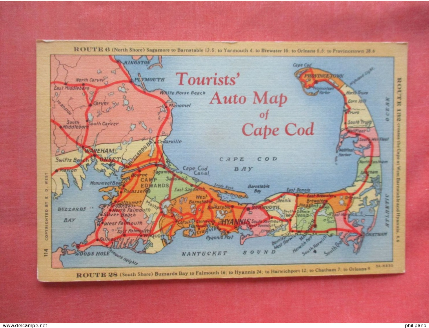 Tourists Auto Map Of Cape Cod       Cape Cod Massachusetts > Cape Cod    Ref 6001 - Cape Cod