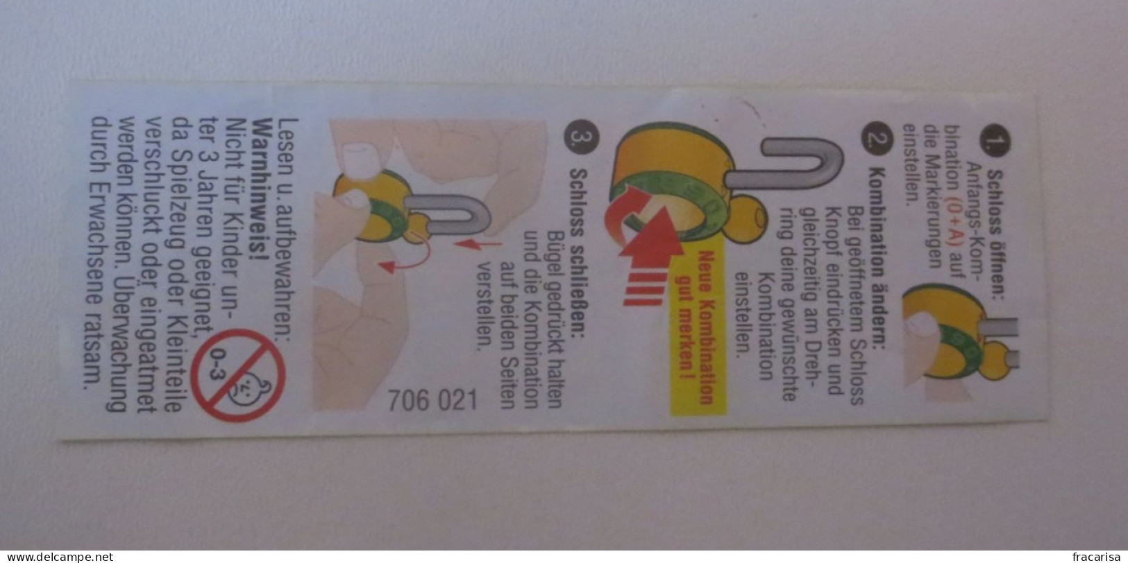 KINDER SURPRISE 2003 Deutch :           BPZ : 706021 - Instrucciones