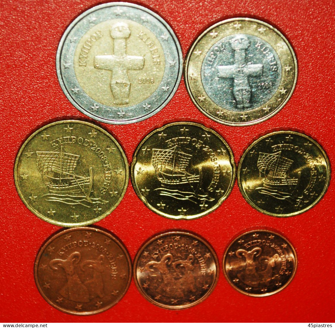 * FINLAND SHIPS AND ANIMALS: CYPRUS  EURO SET 8 COINS 2008! · LOW START! · NO RESERVE!!! - Cyprus