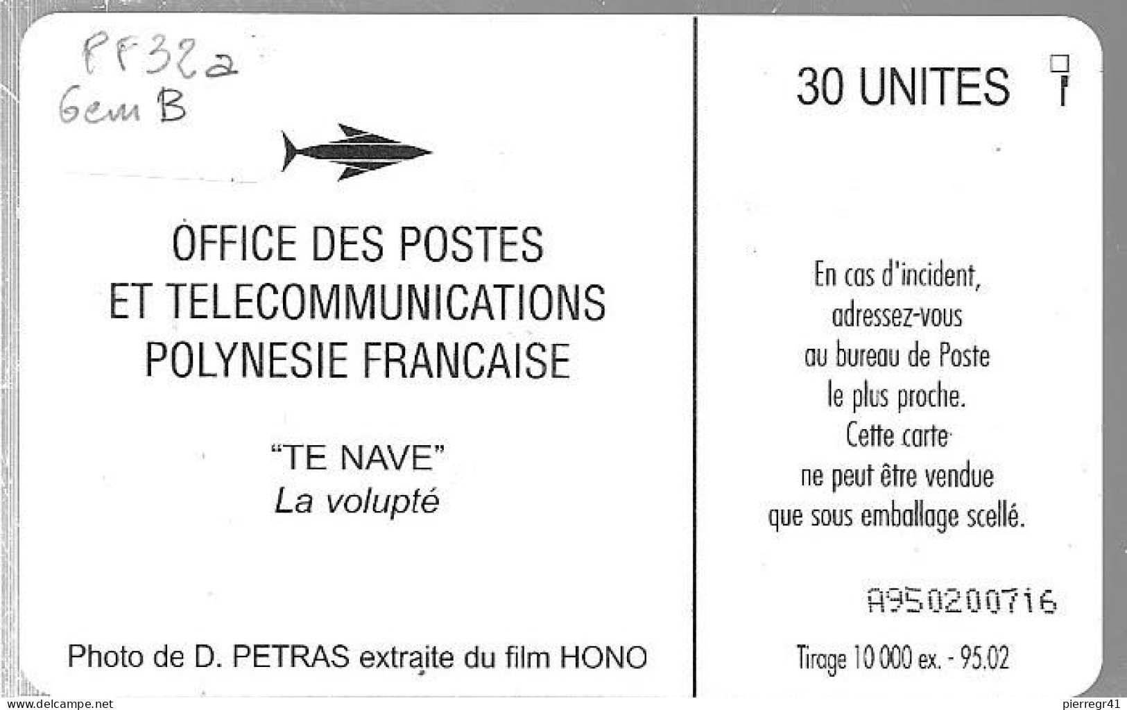 CARTE-PUCE-POLYNESIE-30U-PF32-GemB-06/95-SAINT VALENTIN-UTILISE-TBE-/RARE - Polynésie Française