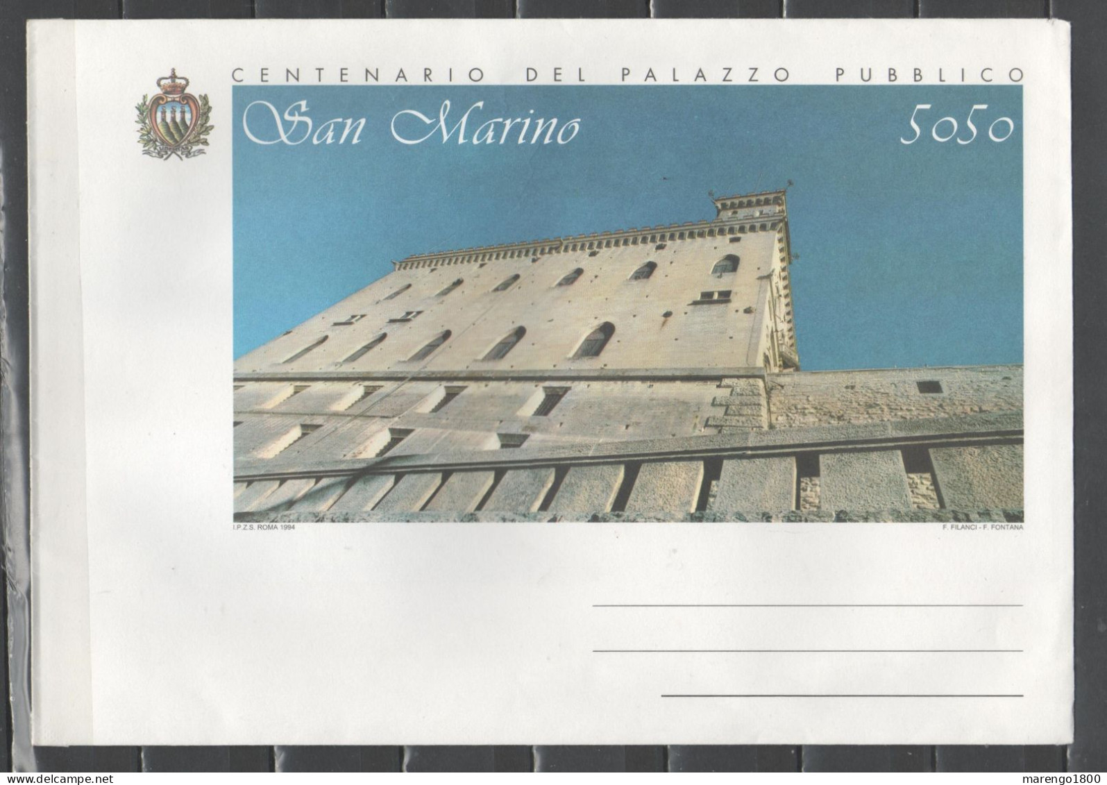 San Marino 1994 - Busta Postale - Palazzo Pubblico - Entiers Postaux