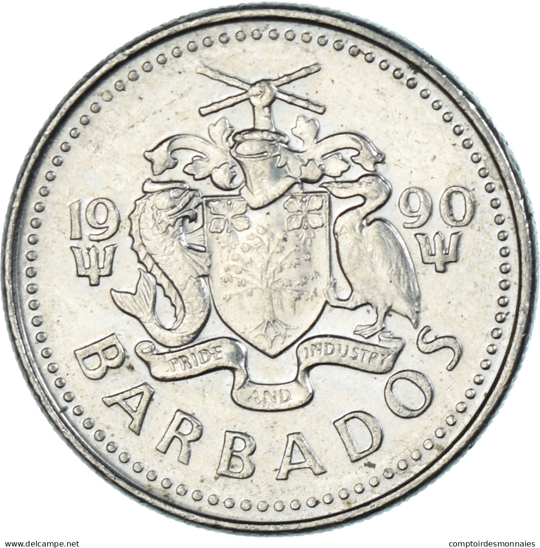 Monnaie, Barbade, 25 Cents, 1990 - Barbades