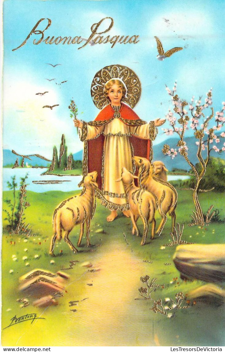 PAQUES - Ange - Mouton - Buona Pasqua - Carte Postale Ancienne - Pâques