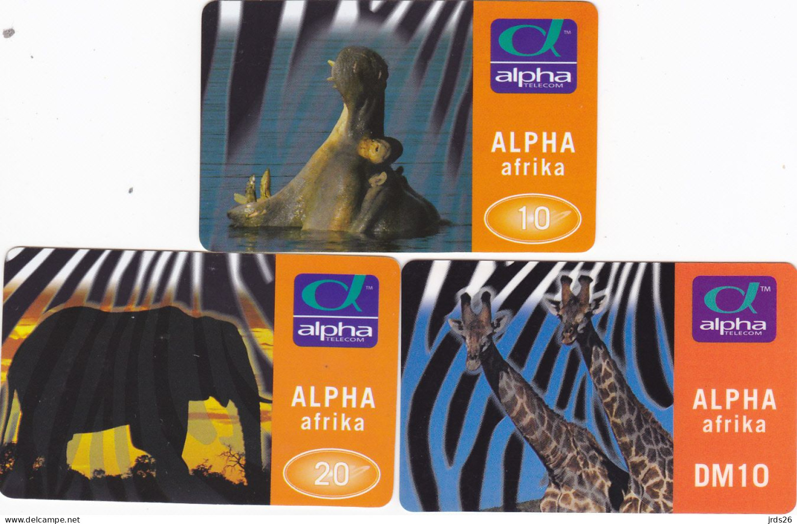 Germany 3 Phonecards Afrika - - - Elephant, Giraffe, Hippo - Selva