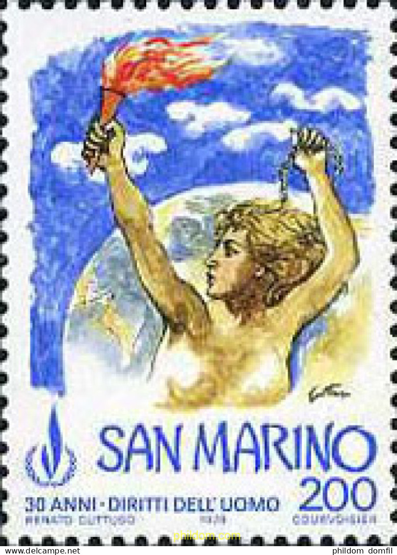 141067 MNH SAN MARINO 1978 30 ANIVERSARIO DE LOS DERECHOS DEL HOMBRE - Usati