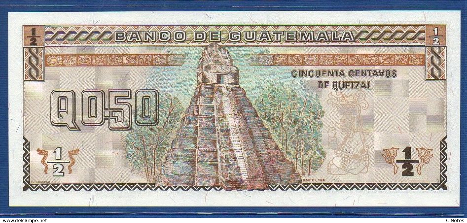 GUATEMALA - P. 79 – 50 Centavos De Quetzal 16.07.1992 UNC, S/n  A1585945A,   Printer: FC Oberthur, France - Guatemala