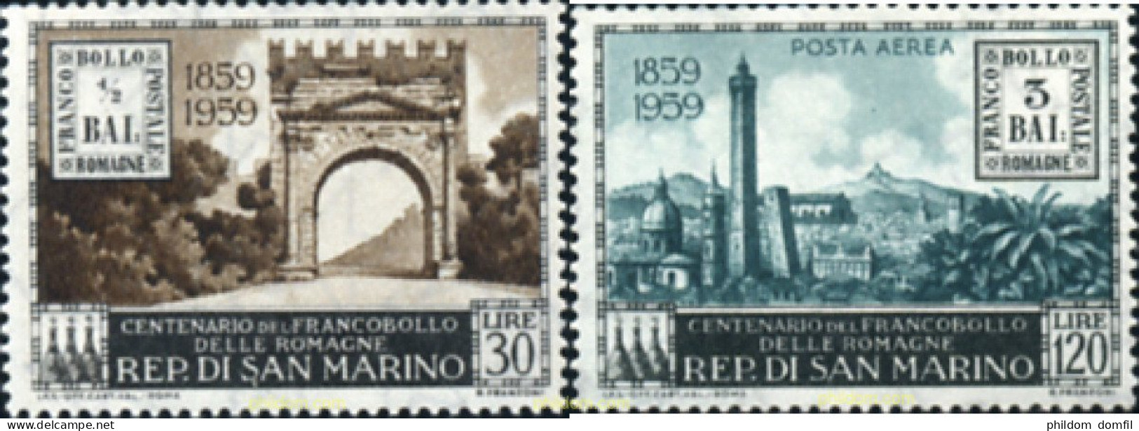 165719 MNH SAN MARINO 1959 CENTENARIO DEL PRIMER SELLO DE LA ROMAGNA - Usados