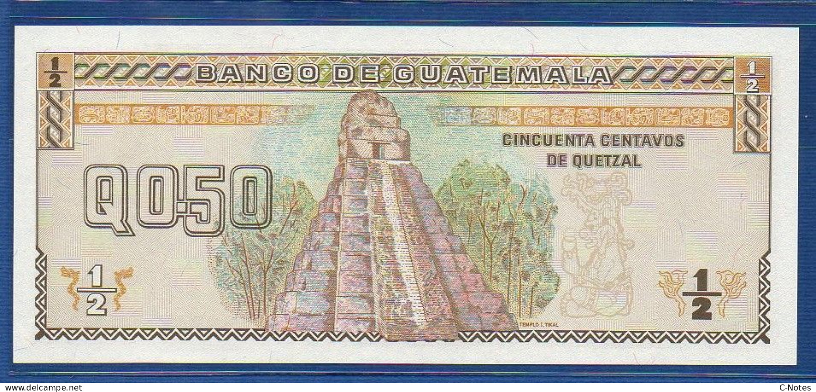 GUATEMALA - P. 86b – 50 Centavos De Quetzal 27.9.1994 UNC, S/n  A3619334E, Printer: Canadian Bank Note Company - Guatemala