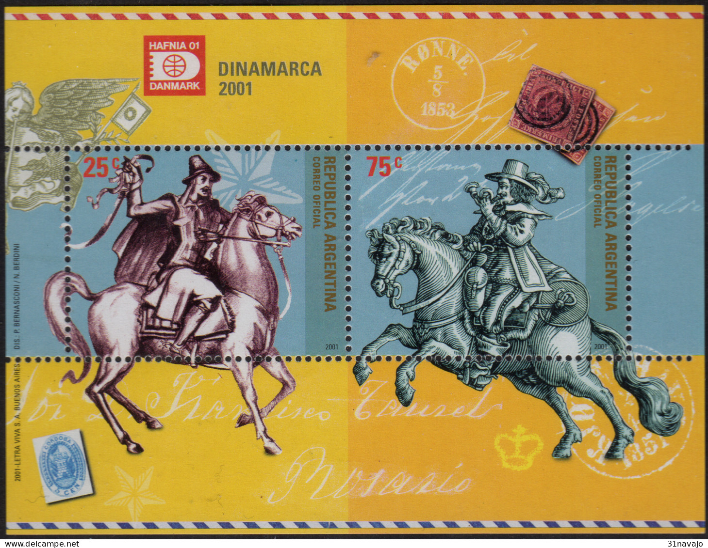 ARGENTINE - Exposition Philatélique Hafnia 01 - Blocks & Sheetlets