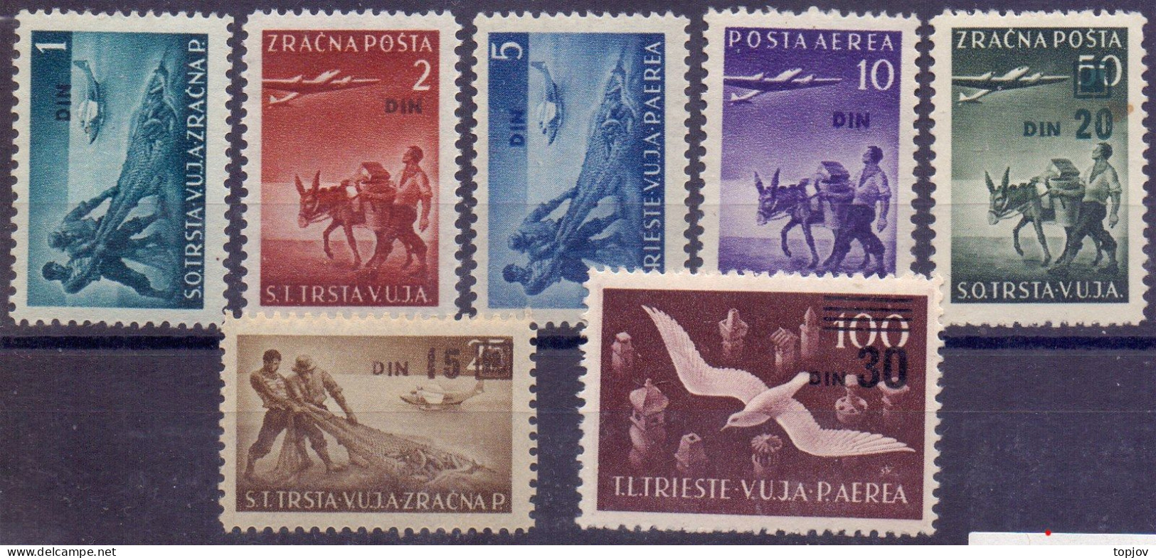 SLOVENIA - ITALIA - ZONE  B - ANIMALS  OVPT. - **MNH -1949 - Poste Aérienne