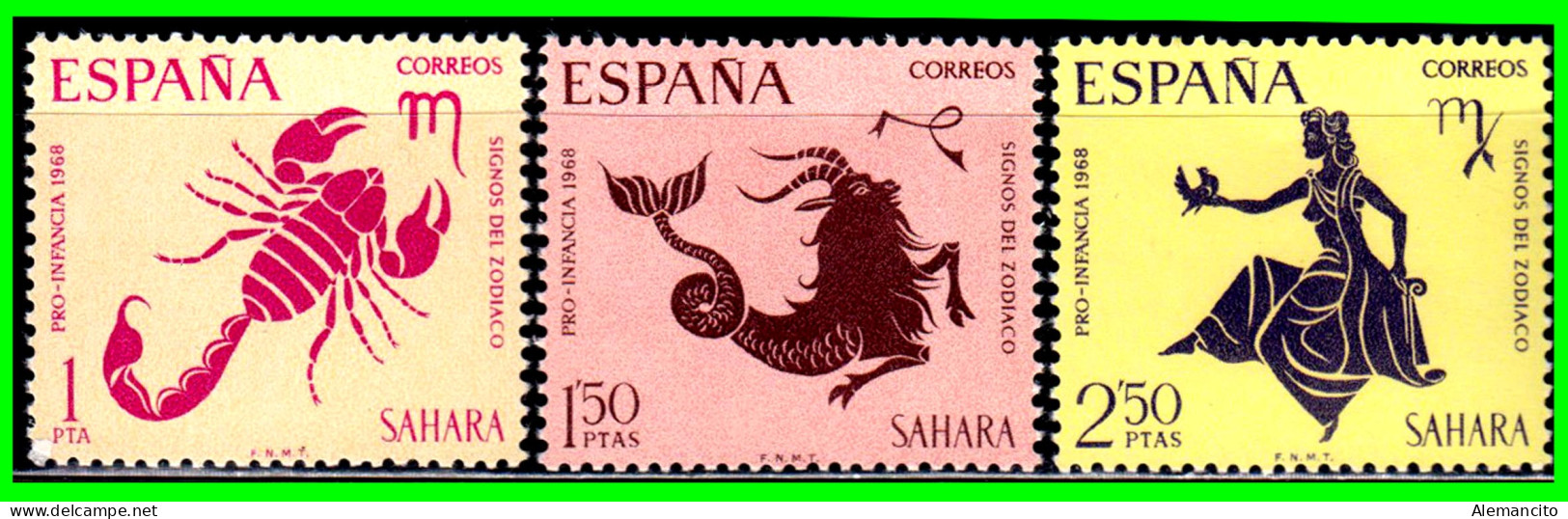 ESPAÑA COLONIAS ESPAÑOLAS ( SAHARA ESPAÑOL AFRICA ) SERIE DE SELLOS AÑO 1968 - SIGNOS DEL ZODIACO - NUEVOS - - Sahara Español