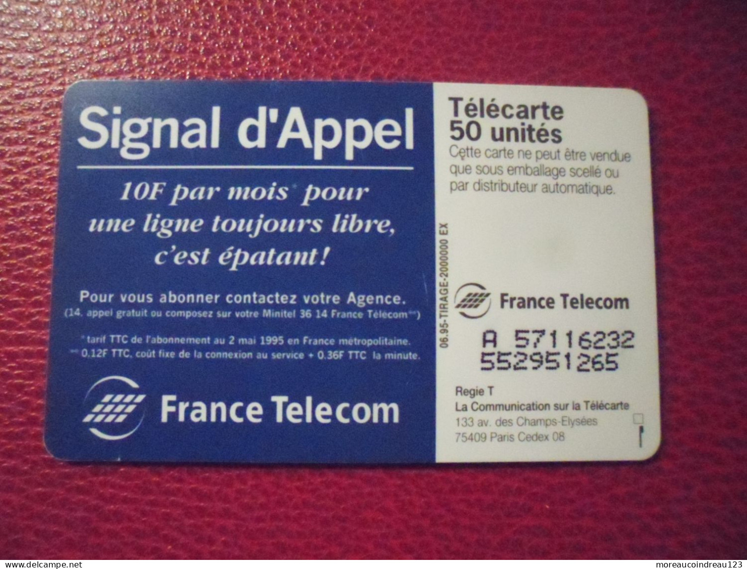 Télécarte France Télécom  Signal D Appel - Telecom Operators