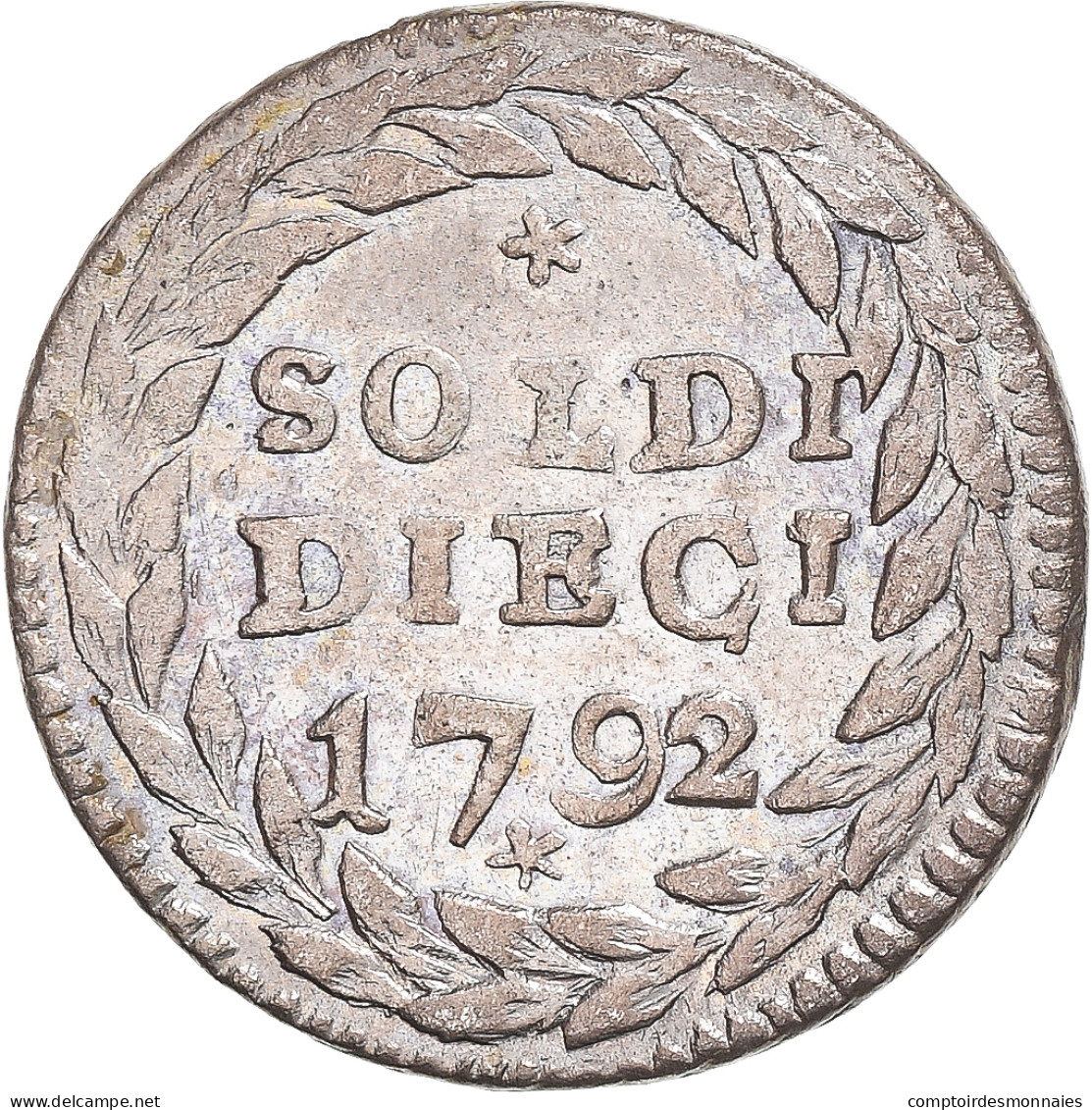 Monnaie, États Italiens, GENOA, 10 Soldi, 1792, Genoa, TTB, Billon, KM:247.2 - Genes