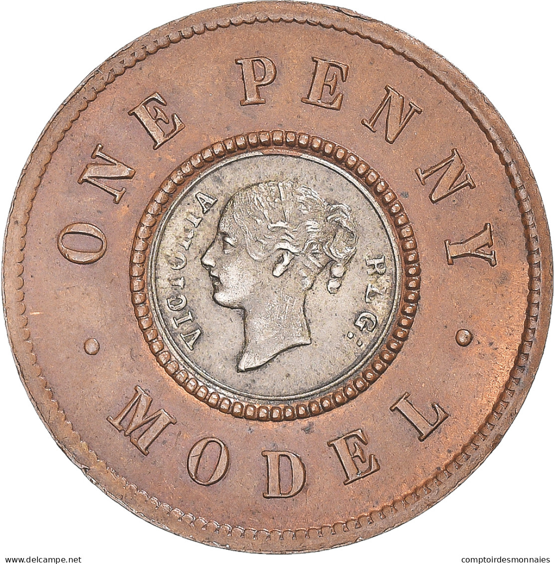 Monnaie, Royaume-Uni, Victoria, One Penny Model, ND (1844), Londres, TTB+ - D. 1 Penny