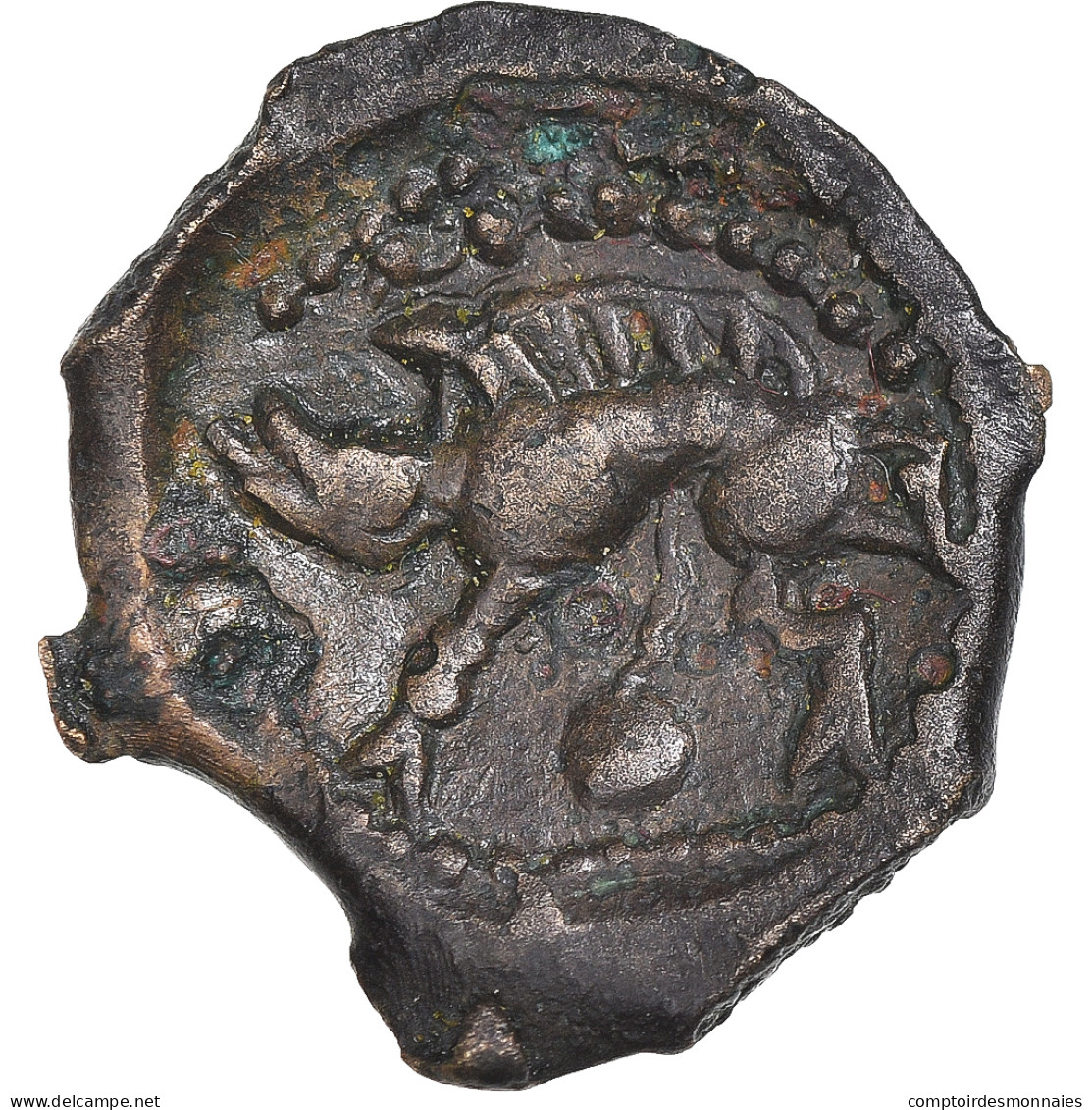 Monnaie, Bellovaques, Bronze Au Personnage Agenouillé, 1st Century BC - Gauloises