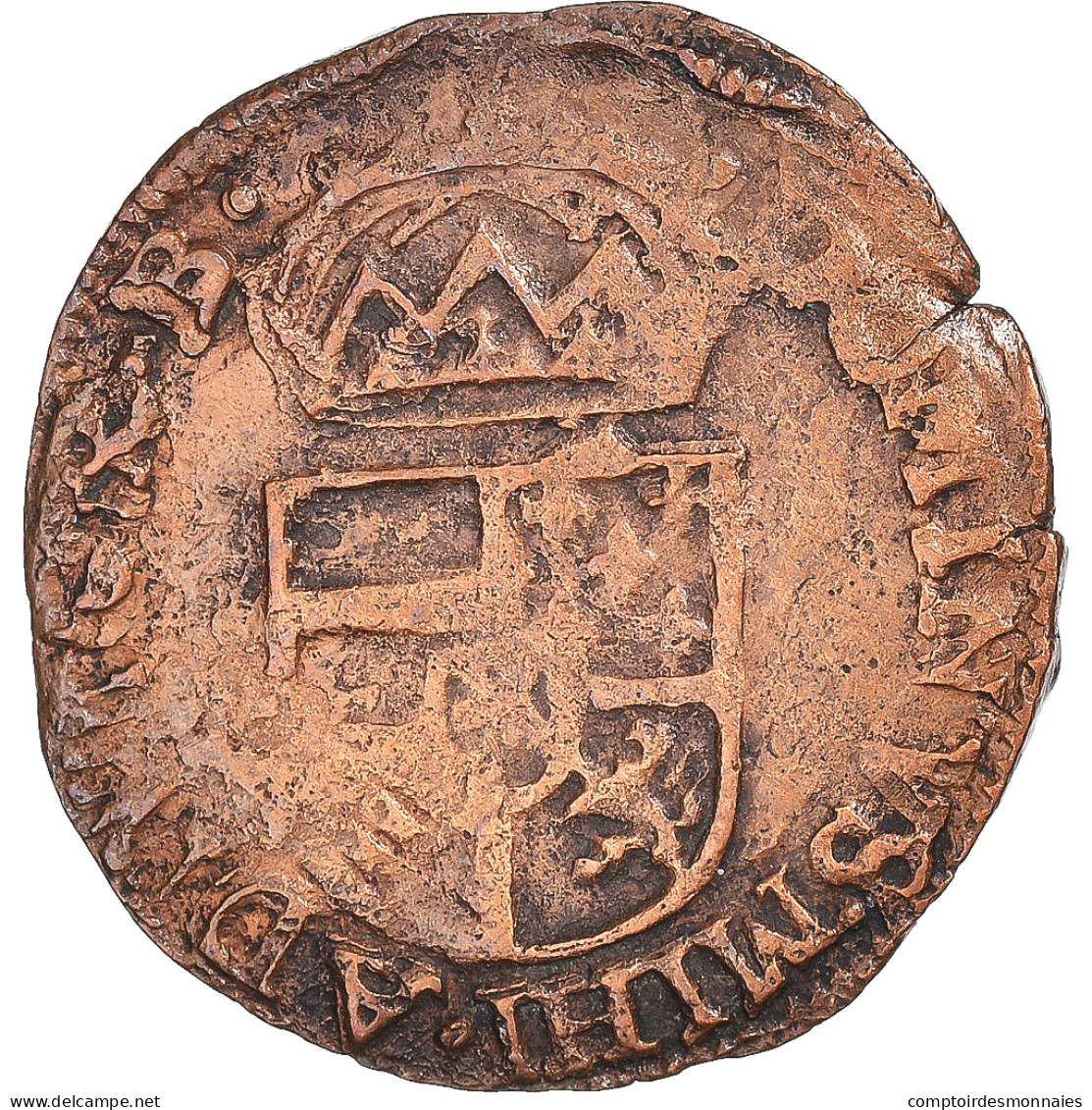 Monnaie, Pays-Bas Espagnols, Philippe II, Gigot, 1593, Bruxelles, TTB, Cuivre - …-1795 : Periodo Antico