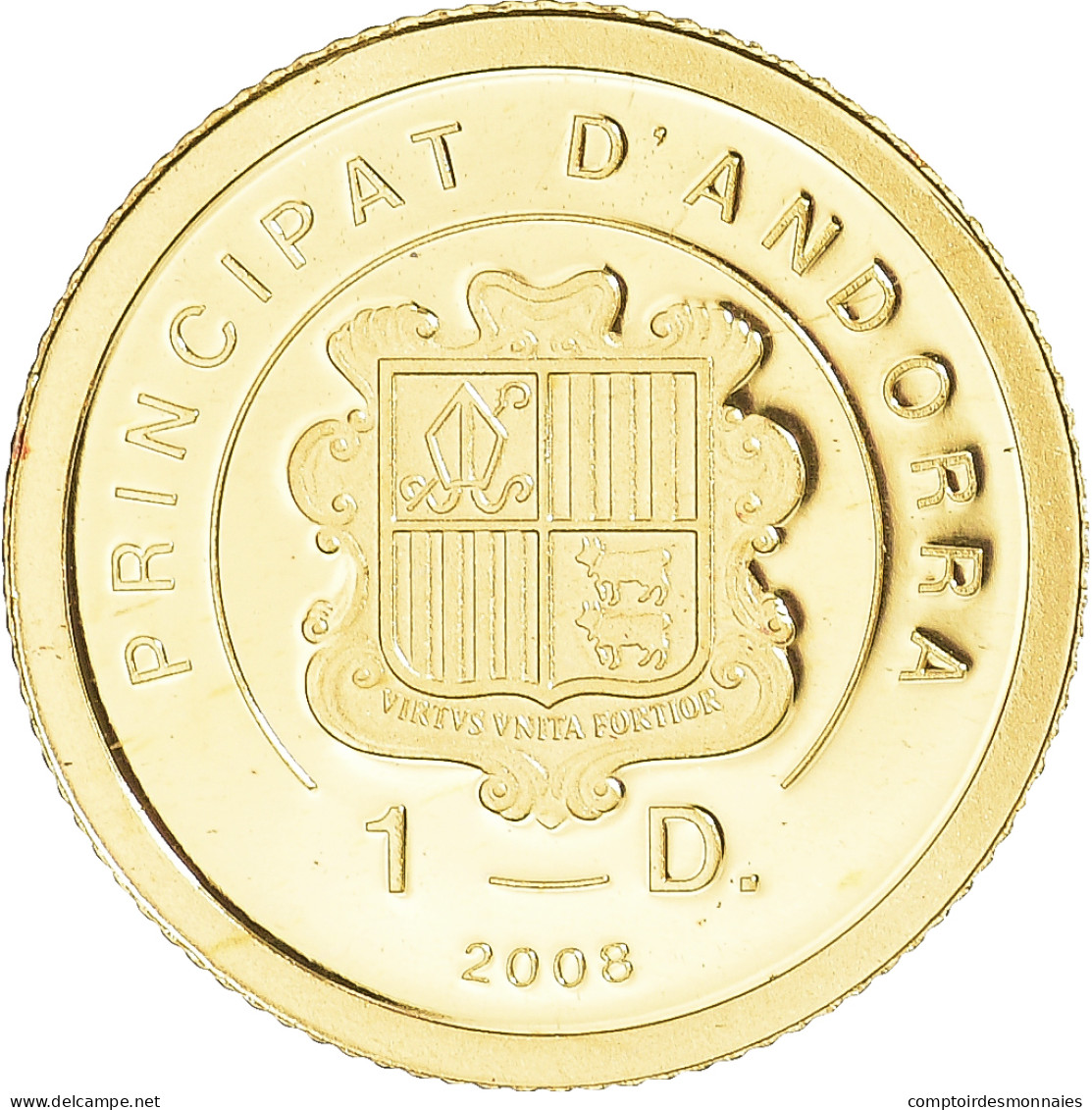 Monnaie, Andorre, Basilica De Sant Pere, Dollar, 2008, FDC, Or - Andorre