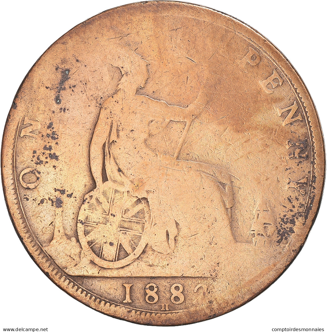 Monnaie, Grande-Bretagne, Victoria, Penny, 1882, Heaton, TB, Cuivre - D. 1 Penny