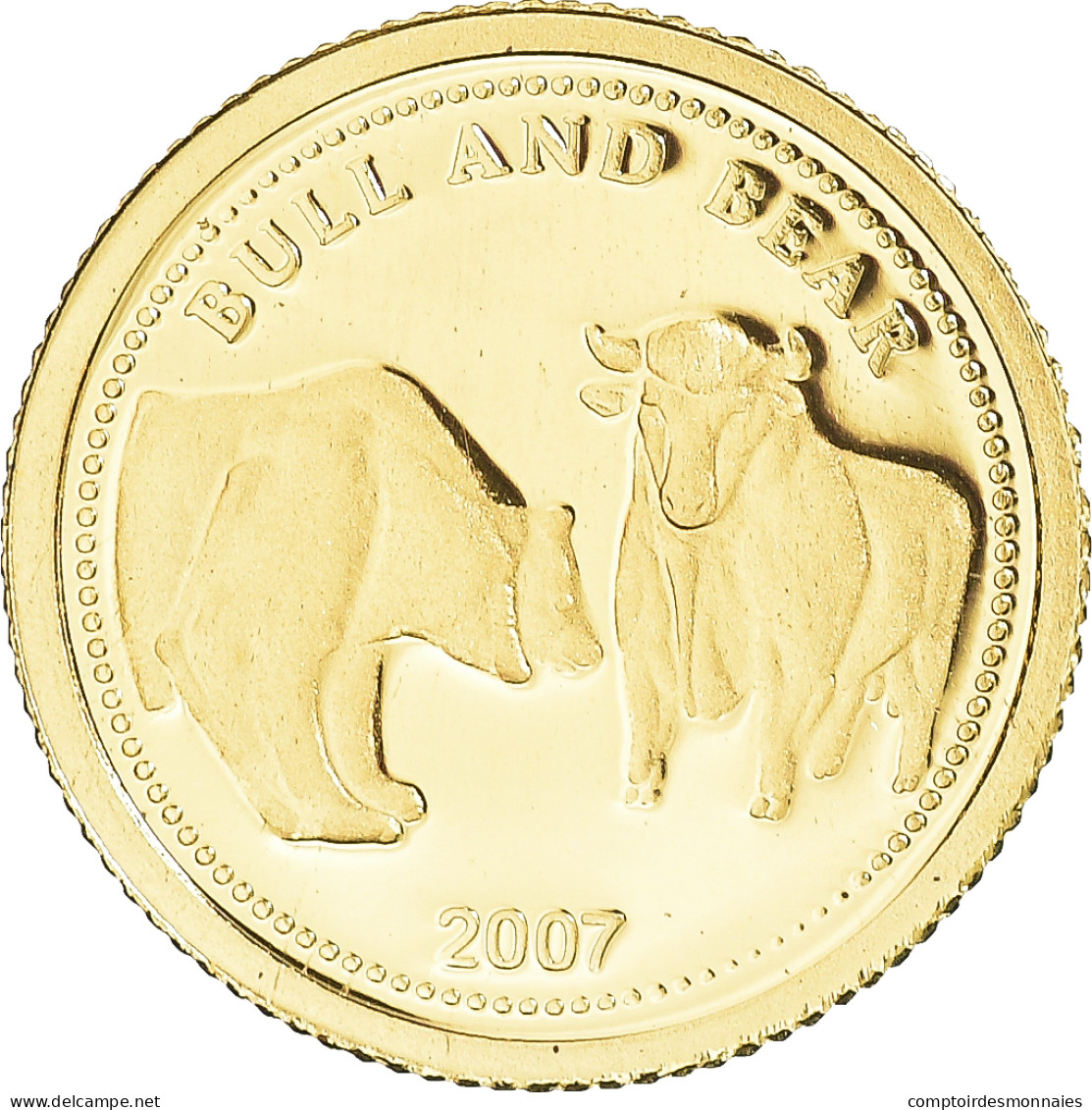 Monnaie, Palau, Bull And Bear, Dollar, 2007, FDC, Or - Palau