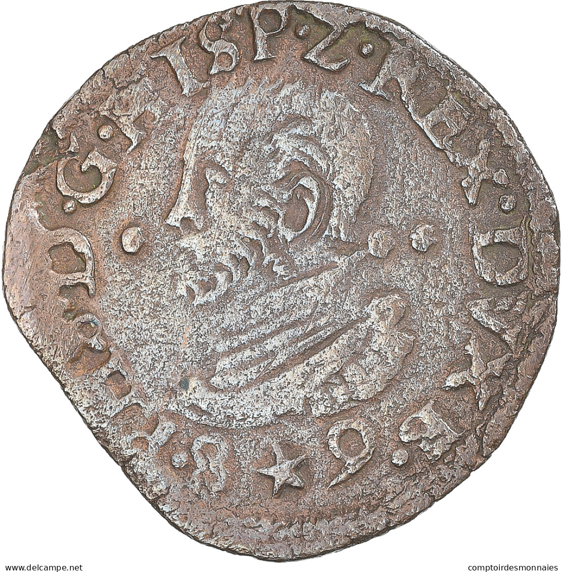 Monnaie, Pays-Bas Espagnols, Philippe II, Gigot, 1589, Maastricht, TTB, Cuivre - …-1795 : Période Ancienne