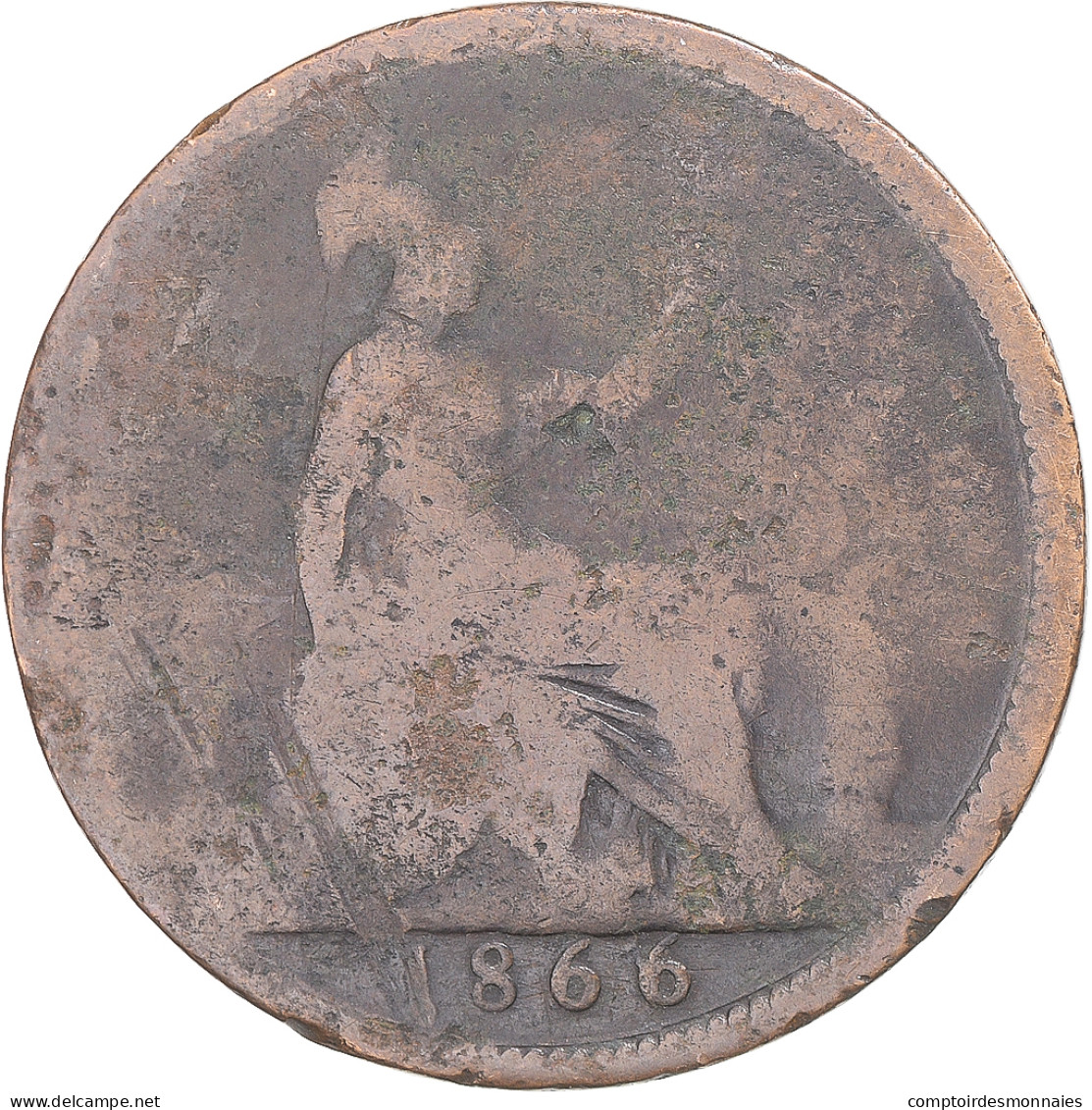 Monnaie, Grande-Bretagne, Victoria, Penny, 1866, Londres, B, Cuivre - D. 1 Penny