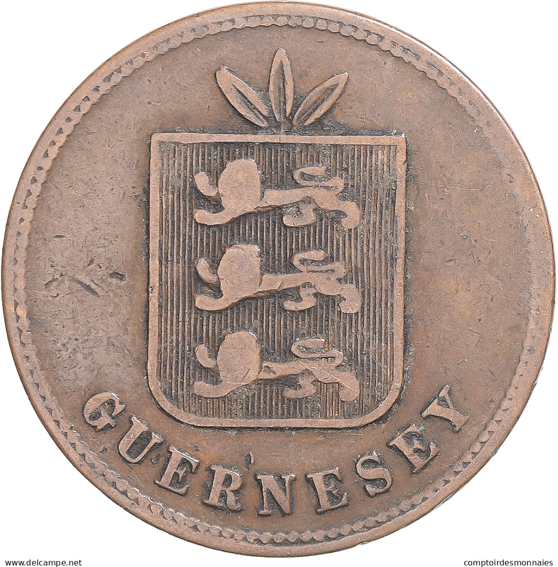 Monnaie, Guernesey, 4 Doubles, 1874, Heaton, Birmingham, TB+, Bronze, KM:5 - Guernesey