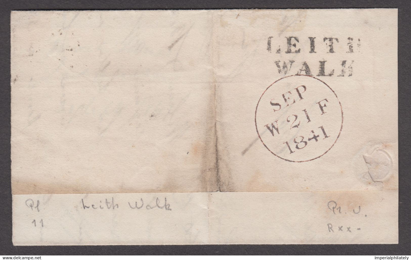 1841 1d Red Plate 11 TE (from The Black Plate), Fine To Huge Margins, Tied By Crisp Black MC On Wrapper (Scotland) - Lettres & Documents