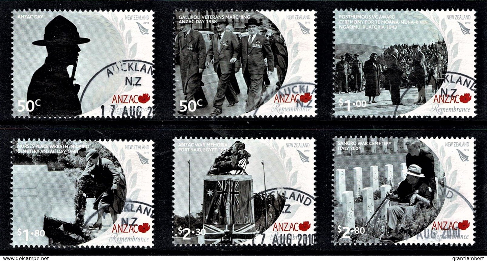 New Zealand 2010 ANZAC - Gallipoli - Remembrance Set Of 6 Used - Usados