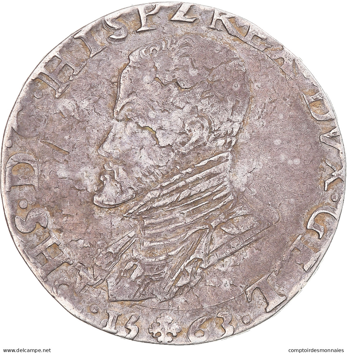 Monnaie, Pays-Bas Espagnols, Gueldre, Philippe II, 1/2 Ecu, 1563, Nimègue, TB+ - …-1795 : Période Ancienne