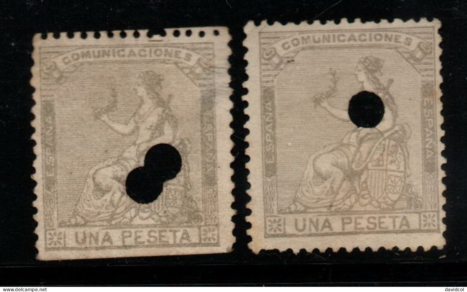 2442B.- SPAIN- 1873 - SC#:198 - LOT X 2 STAMPS - PERFORATE. - Unused Stamps