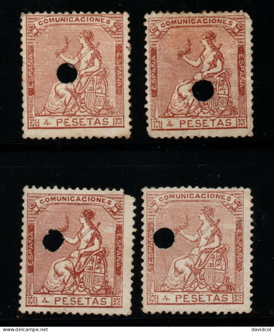 2443C - SPAIN - 1873 - SC#:199 - LOT X 4 STAMPS MNG - PERFORATES - - Nuovi