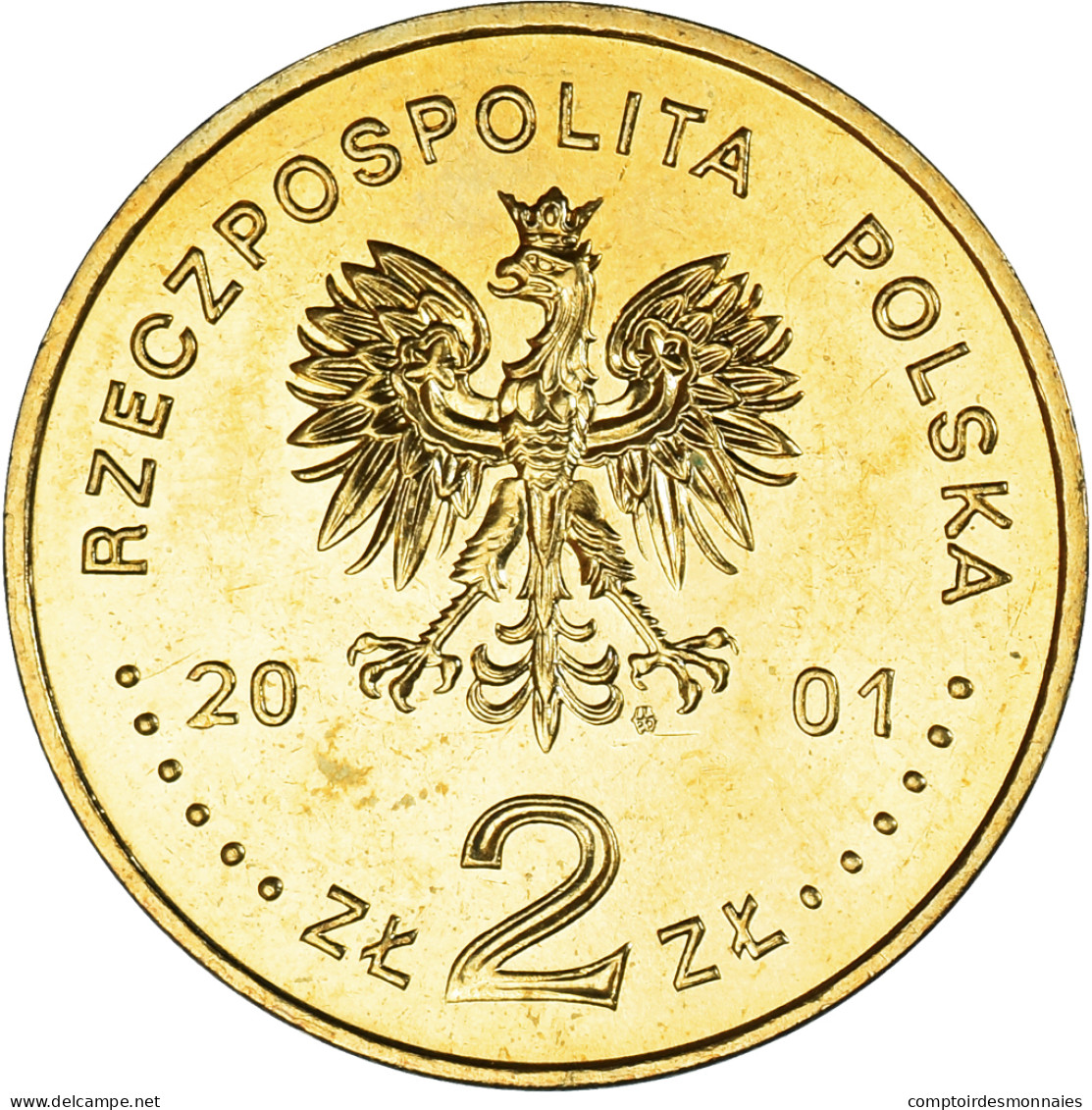 Monnaie, Pologne, 2 Zlote, 2001, Warsaw, SPL, Laiton, KM:418 - Pologne