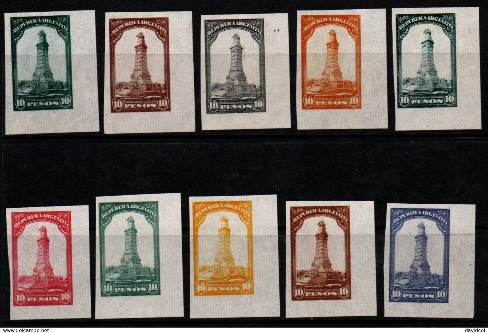 2451 - ARGENTINA 1910 - SC#174 - COLOR ESSAYS. VERTICAL VERGE PAPER- CENTENARY OF REVOLUTION - Unused Stamps