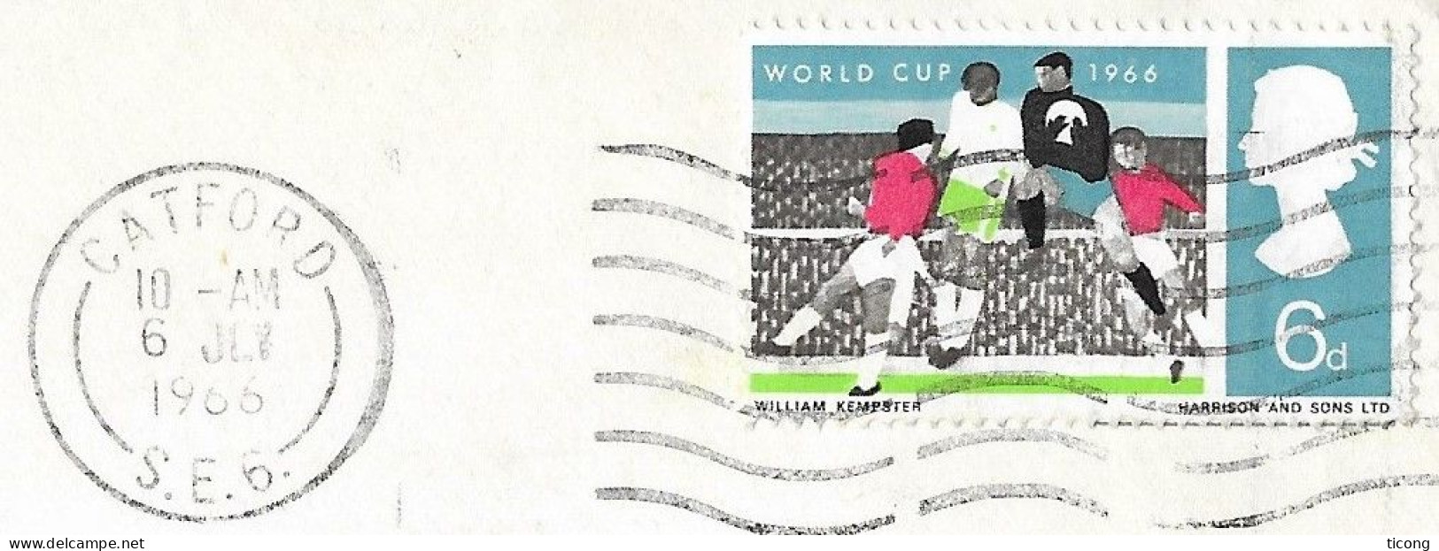 FOOTBALL COUPE DU MONDE ANGLETERRE 1966 - LETTRE DE CATFORD DE 1966, TIMBRE SEUL SUR LETTRE POUR NEUCHATEL SUISSE - 1966 – England