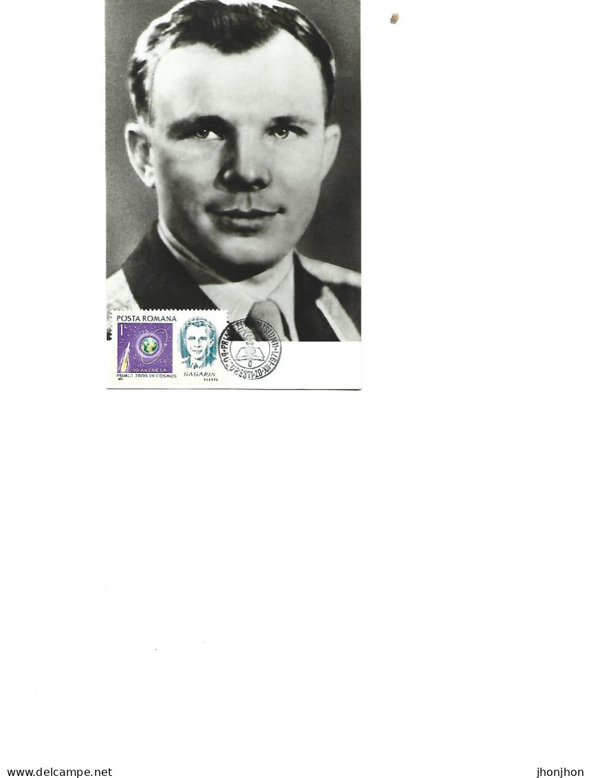 Romania - Maxicard 1971- I.Gagarin -  The First Man In The World To Achieve Space Flight - Gravuren
