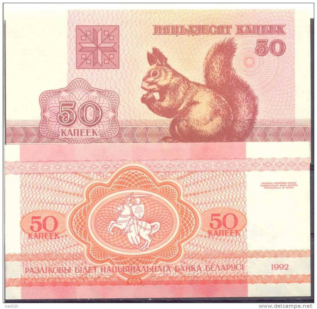 1992. Belarus, 50 Kapeek, P-1, UNC - Wit-Rusland